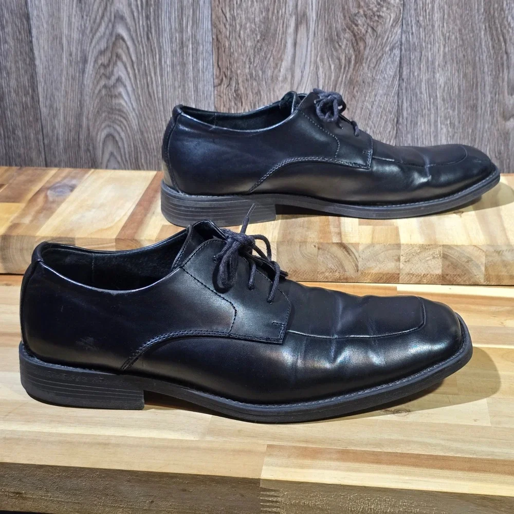 Borelli Martin Dress Shoes‎ 12 Black Leather Square Toe Derby Oxford 323083
